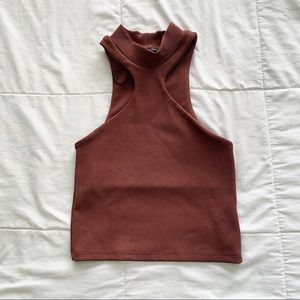 Zara burgundy high neck strapless top
